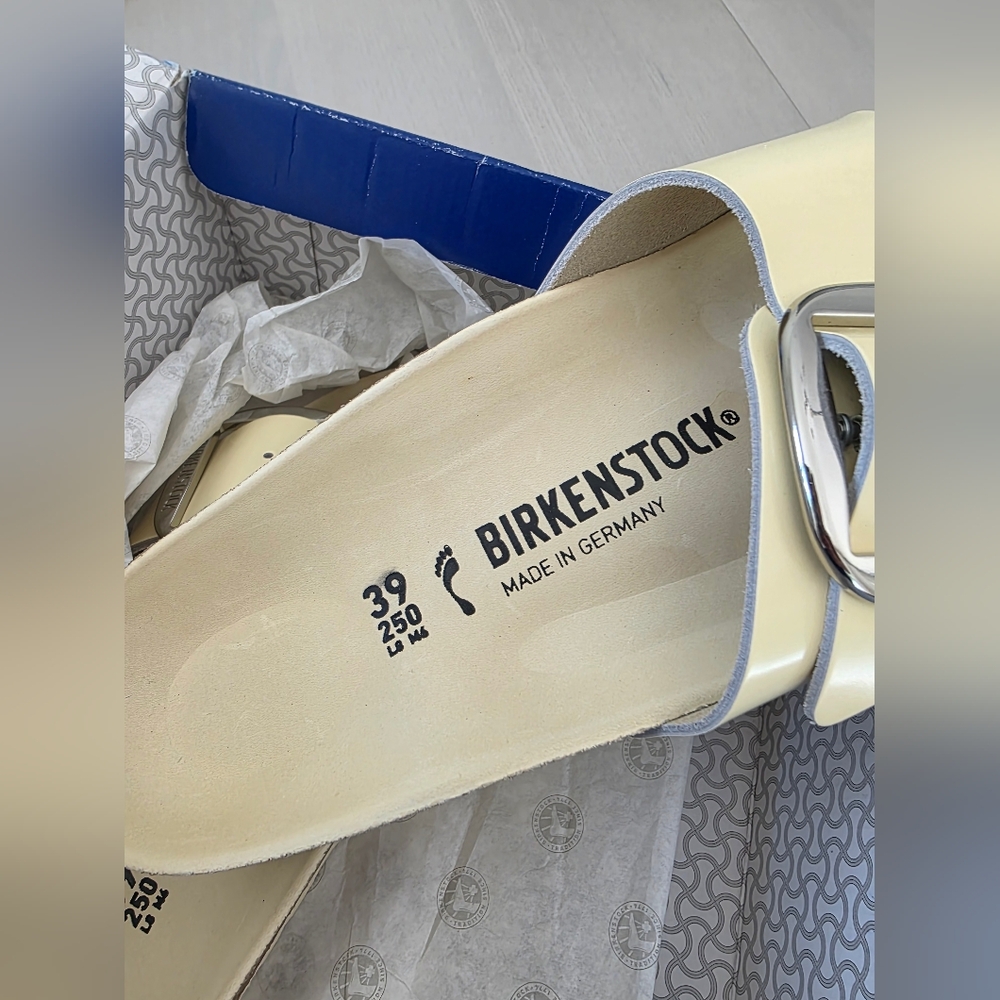 NWT Birkenstock Women's Sandals Madrid Big Buckle Natural Leather Patent S8 - Picture 15 of 15